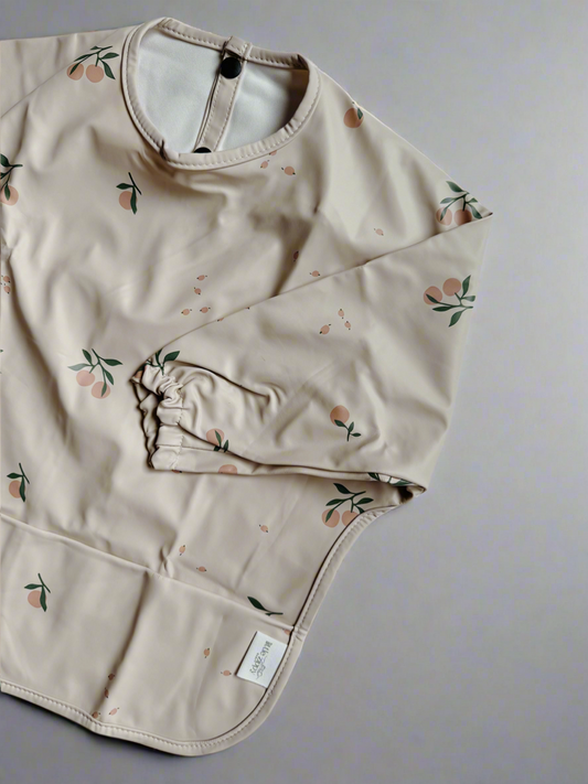 Waterproof Long Sleeve Bib - PEACH CHERRY